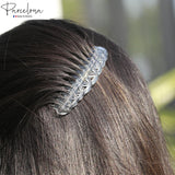 Parcelona French 13 Teeth Crown Small Celluloid Side Hair Combs for Women(2 Pcs)