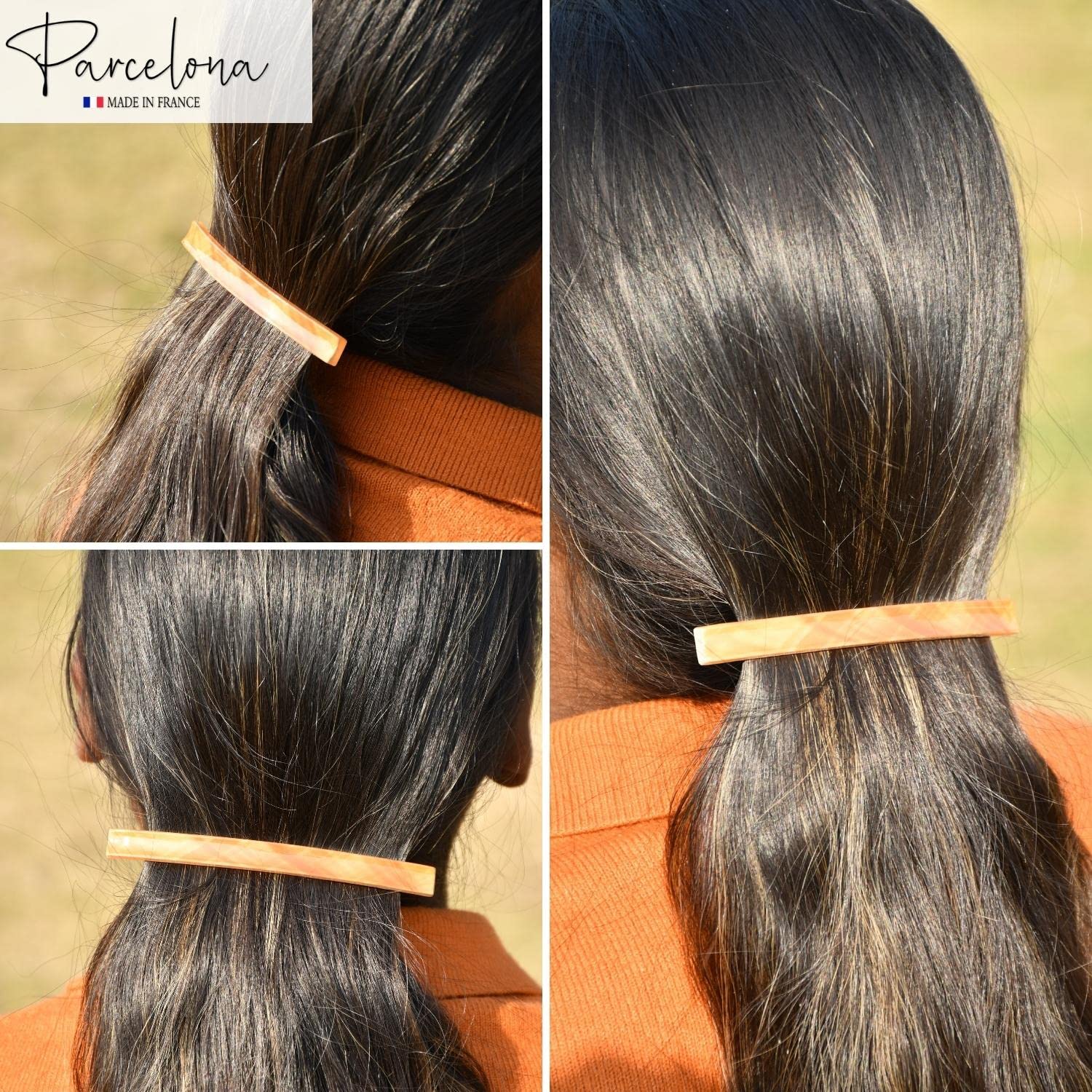Parcelona French Long and Thin Large Cellulose Hair Barrette for Women and Girls