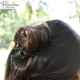 Parcelona French Twist n Clip Bow Shell & black Metal Free Hair Clip Barrettes