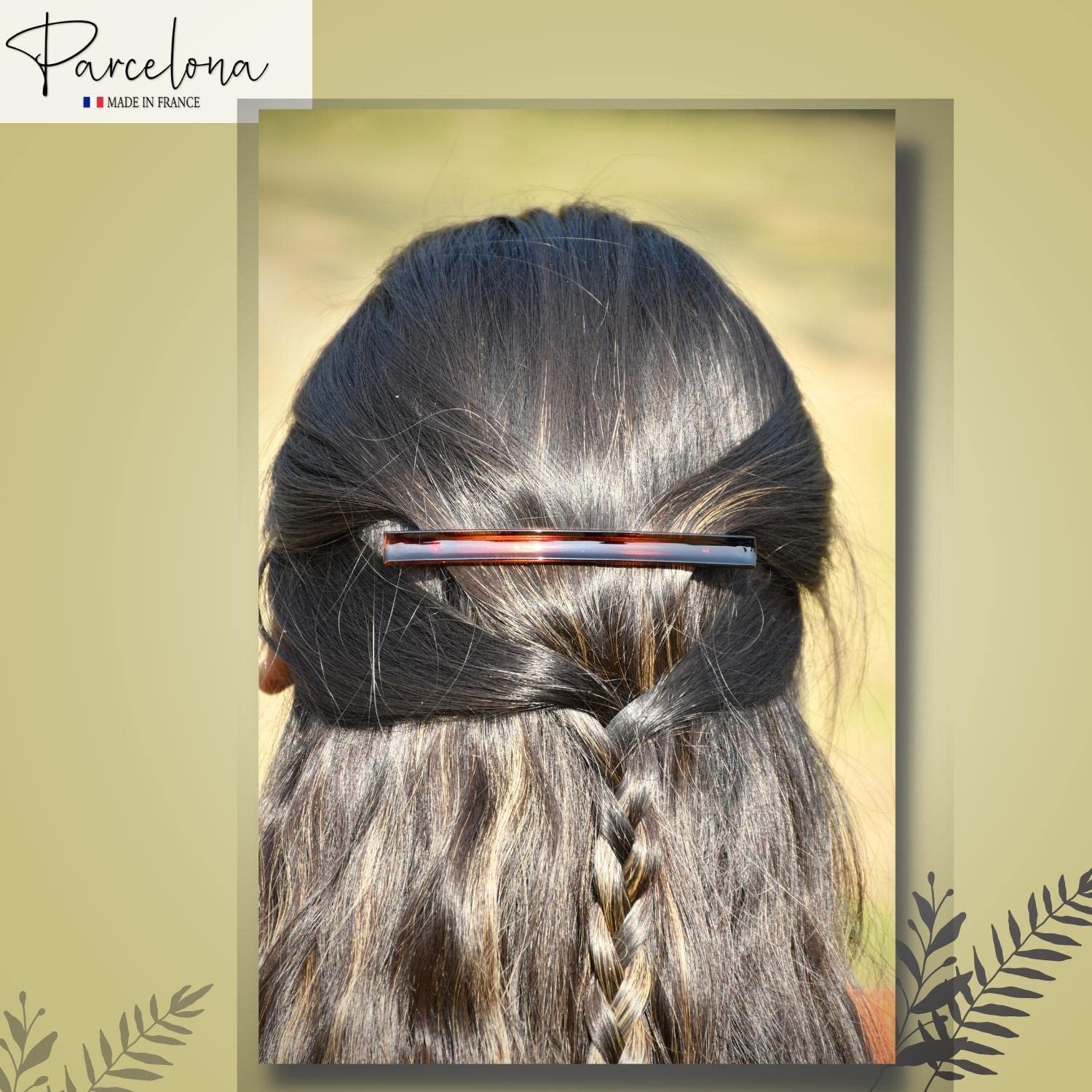 Parcelona French Long and Thin Large Cellulose Hair Barrette for Women and Girls