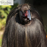Parcelona French Crumpled Fat Medium Shell Celluloid Jaw Hair Claw Clip Clutcher