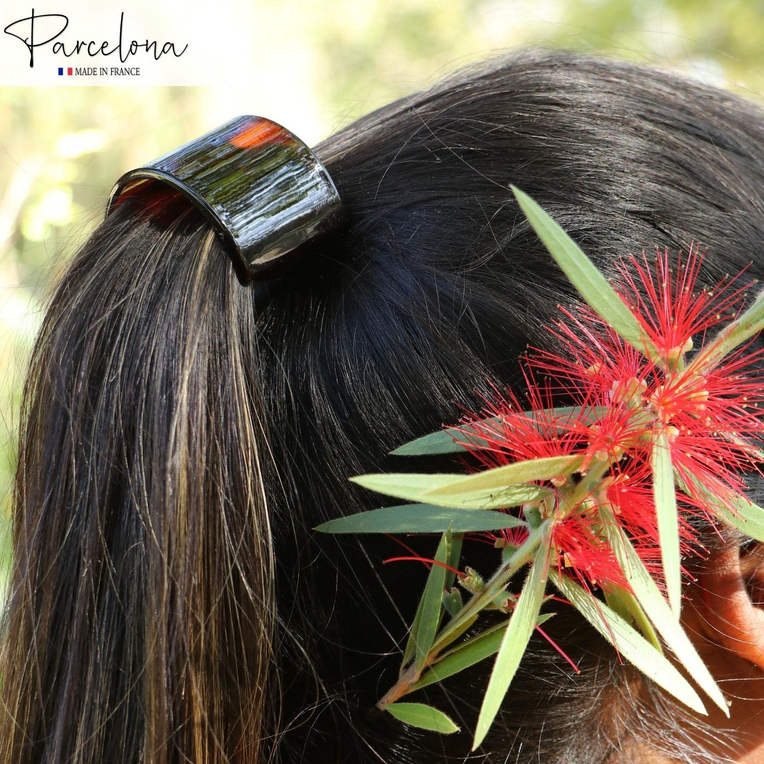 Parcelona France Canopy Cellulose Shell Pony Ponytail Hair Elastic Tie