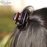 Parcelona French Crumpled Fat Medium Shell Celluloid Jaw Hair Claw Clip Clutcher