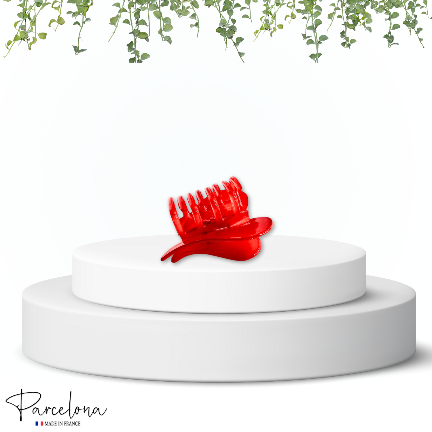 Parcelona French Heart Hair Claw Shell Red Cellulose Clip for Women