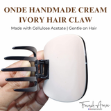 French Amie Handmade Onde 2 3/4" Medium Cream Ivory Hair Side Slider In Claw