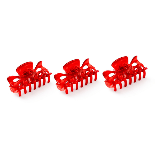 Parcelona French Classic 1.5" Small Celluloid Set of 3 Hair Claws for Women