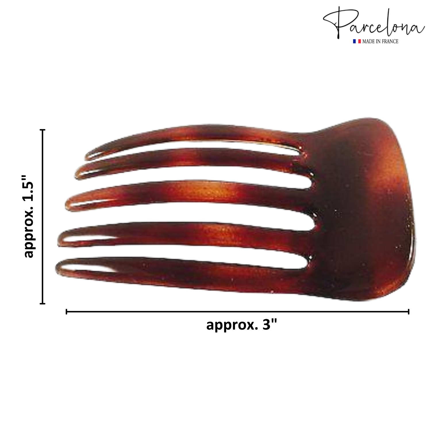 Parcelona French Five Fingers Shell Cellulose Medium 3" Side Hair Combs(2 Pcs)