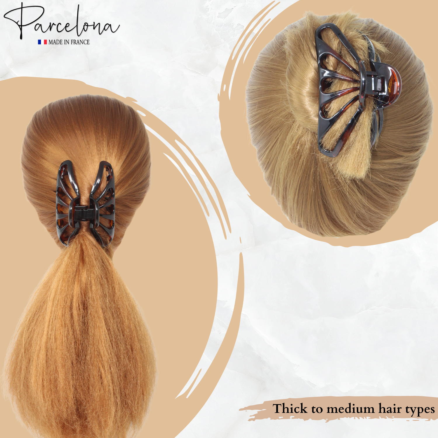 Parcelona French Rain Drop 4" Large Cellulose Jaw Hair Claw for Women