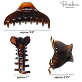 Parcelona French Boss Thin and Narrow Celluloid Hair Claws for Women (2 Pcs)