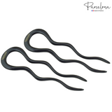 Parcelona French Black Extra Large 5 Inches Wavy Crink U Shaped Hair Pin 2 Pins