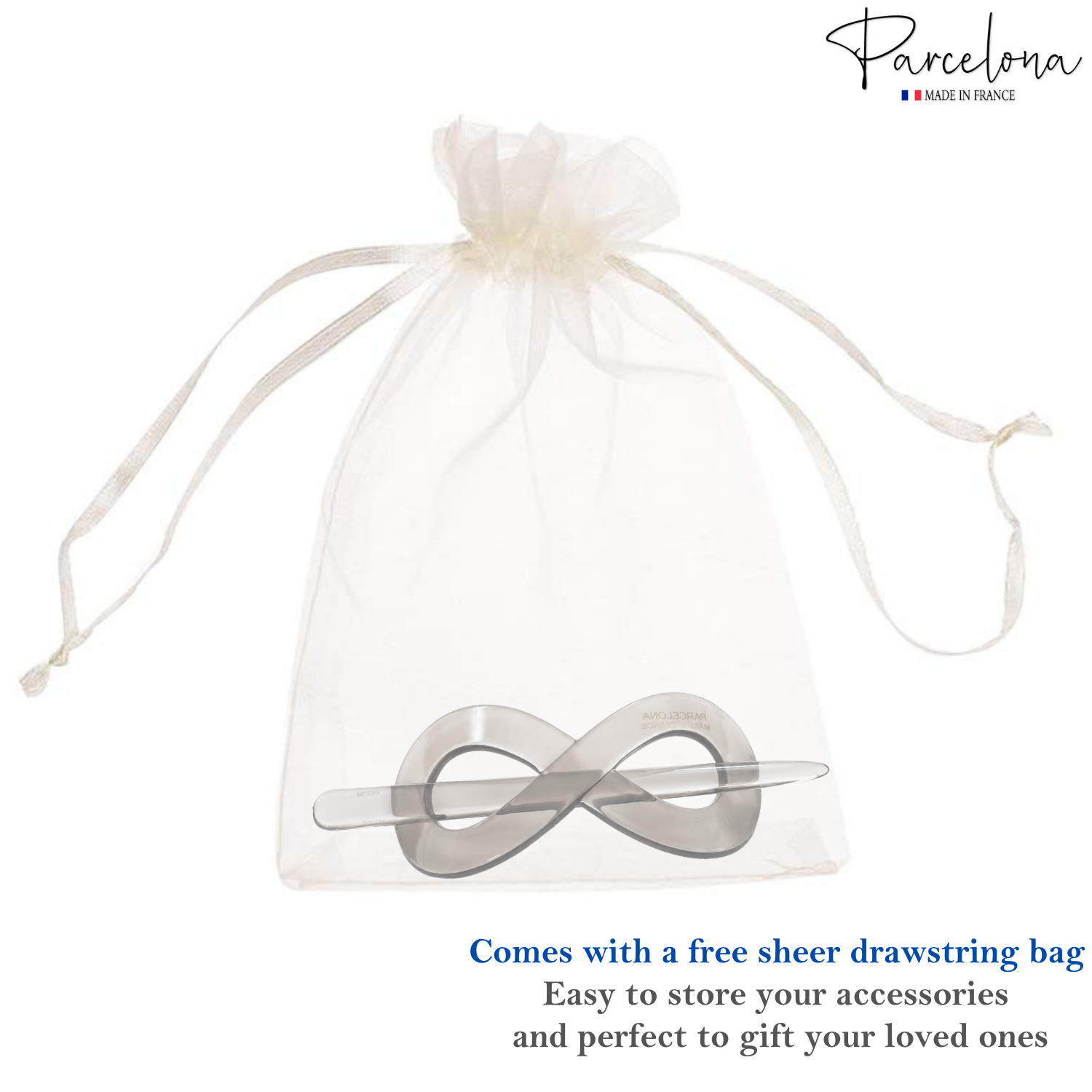 Parcelona French Infinity Medium Cellulose Hair Slider Bun Cover for Women
