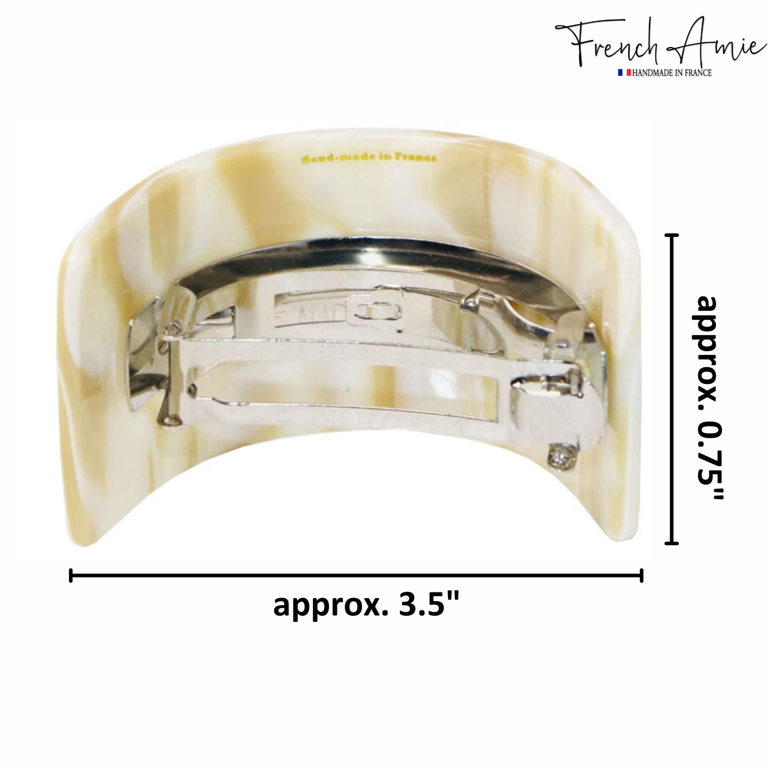 French Amie Half Circle 2 1/4" Medium Ivory Curved Handmade Cellulose Hair Clip