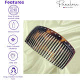 Parcelona French Glossy Crystals Brown Large 4 1/4" Set of 2 Good Grip 23 Teeth