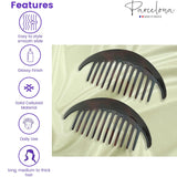 Parcelona French Alice Large Celluloid 12 Teeth Side Hair Combs for Women 2 Pcs