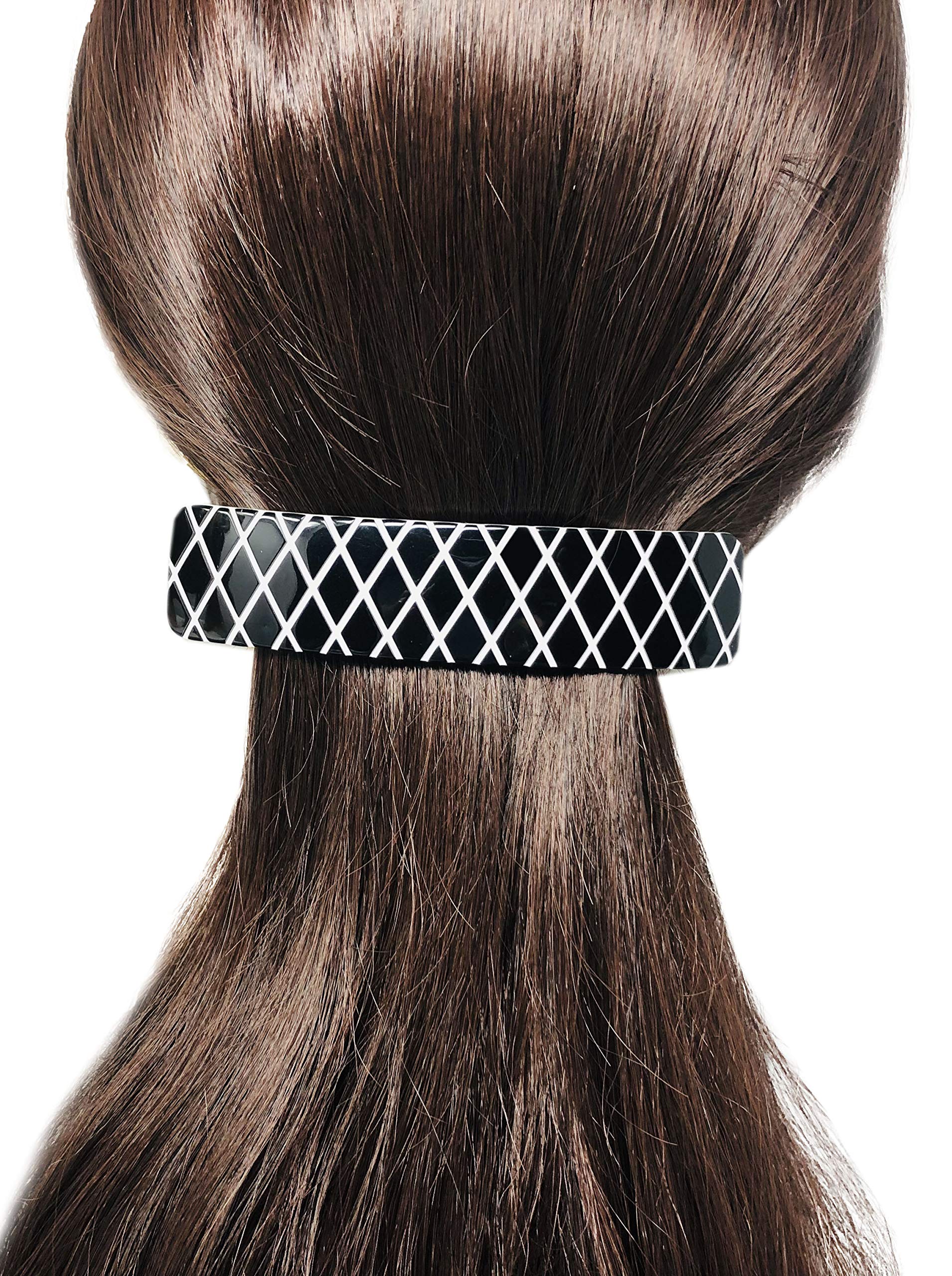 French Amie Long Rectangle Handmade Large Hair Barrette Clip for Women N Girls