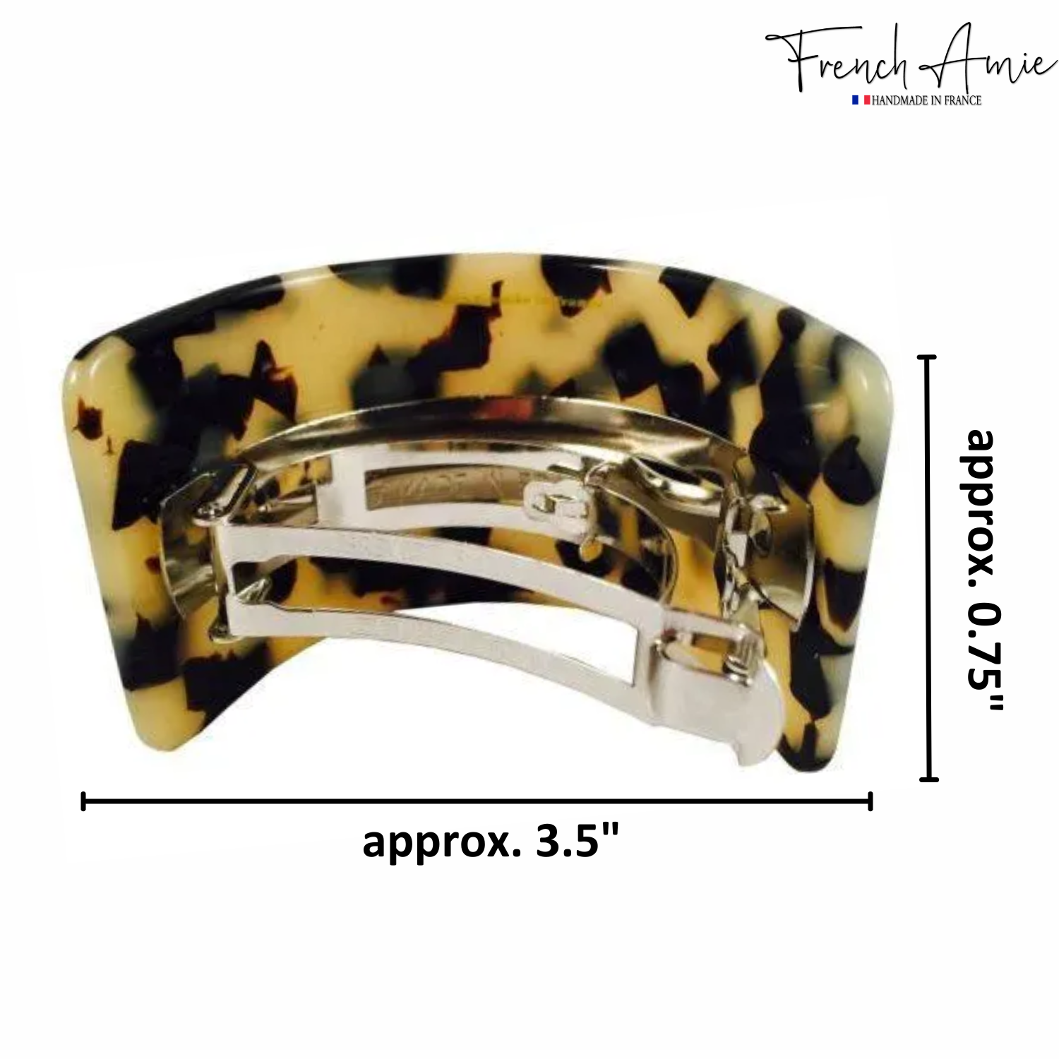 French Amie Half Circle 2 1/4" Medium White Tokyo Curved Handmade Hair Clip