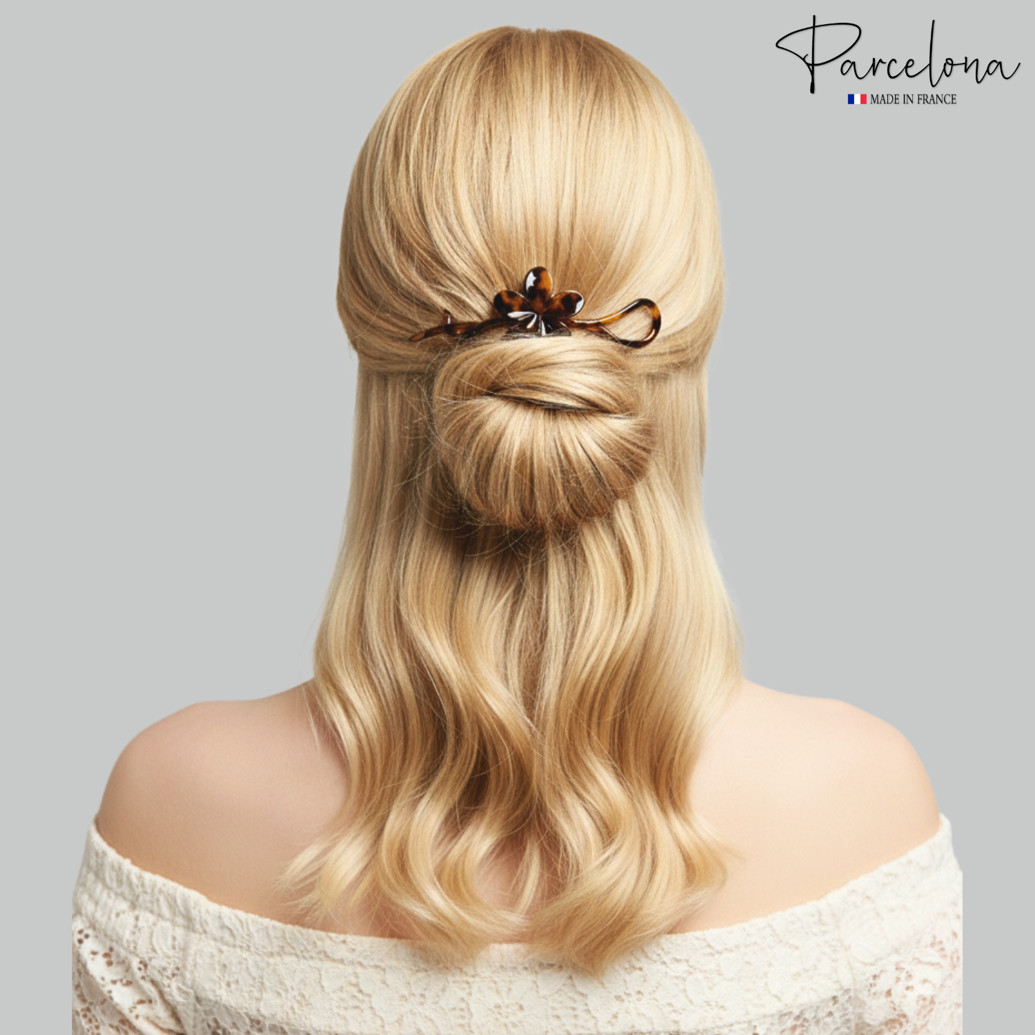 Parcelona French Large Twist N Clip Metal Free Flower Hair Clip Accessories