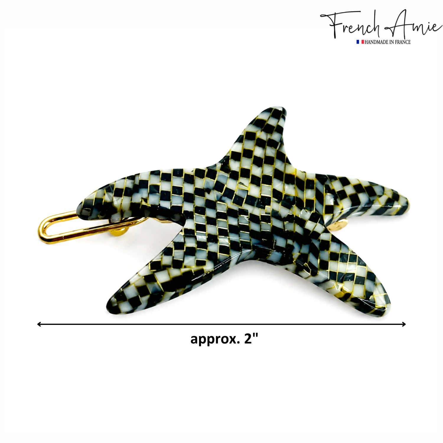 French Amie Star Fish Small Hair Clips Cellulose Acetate Beach Barrette Slide Set of 2