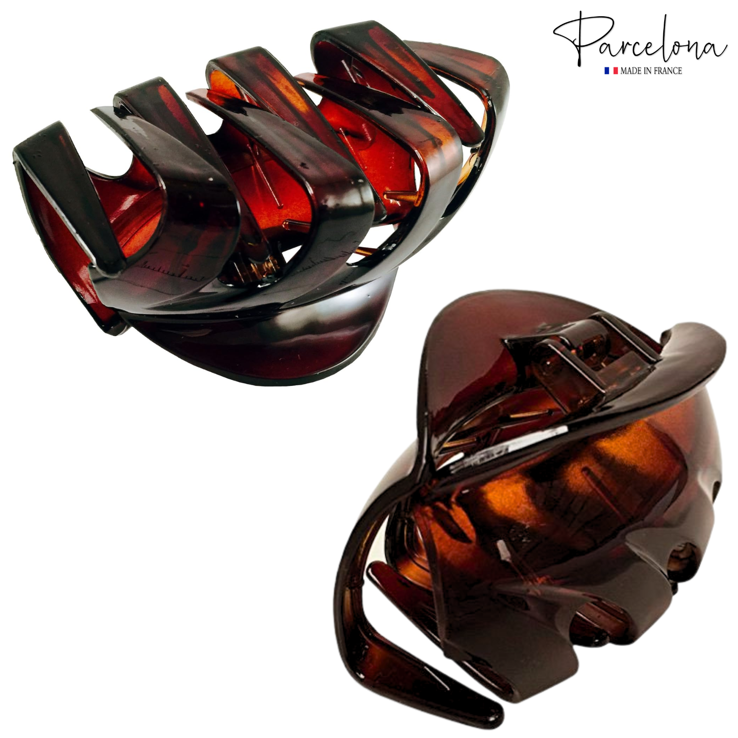 Parcelona French Streaks Wide 3 1/2" Shell Large Covered Spring Hair Claw Clip