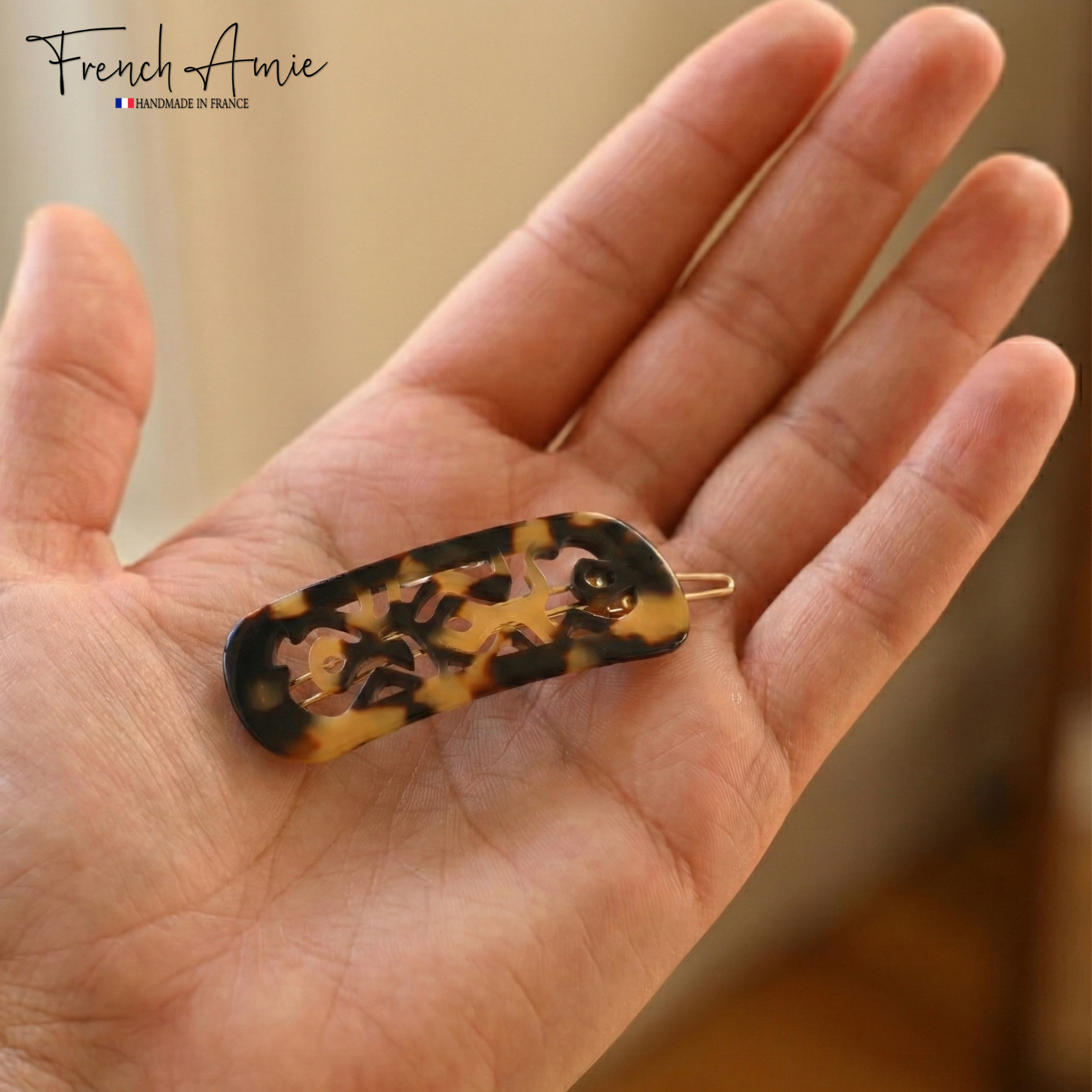 French Amie Swirls 2 ¼” Cellulose Handmade Tige Boule Snap Hair Clips for Women