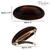 Parcelona French Large Oval Barrette 4" Tortoise Shell Non Slip Hair Clip Grip
