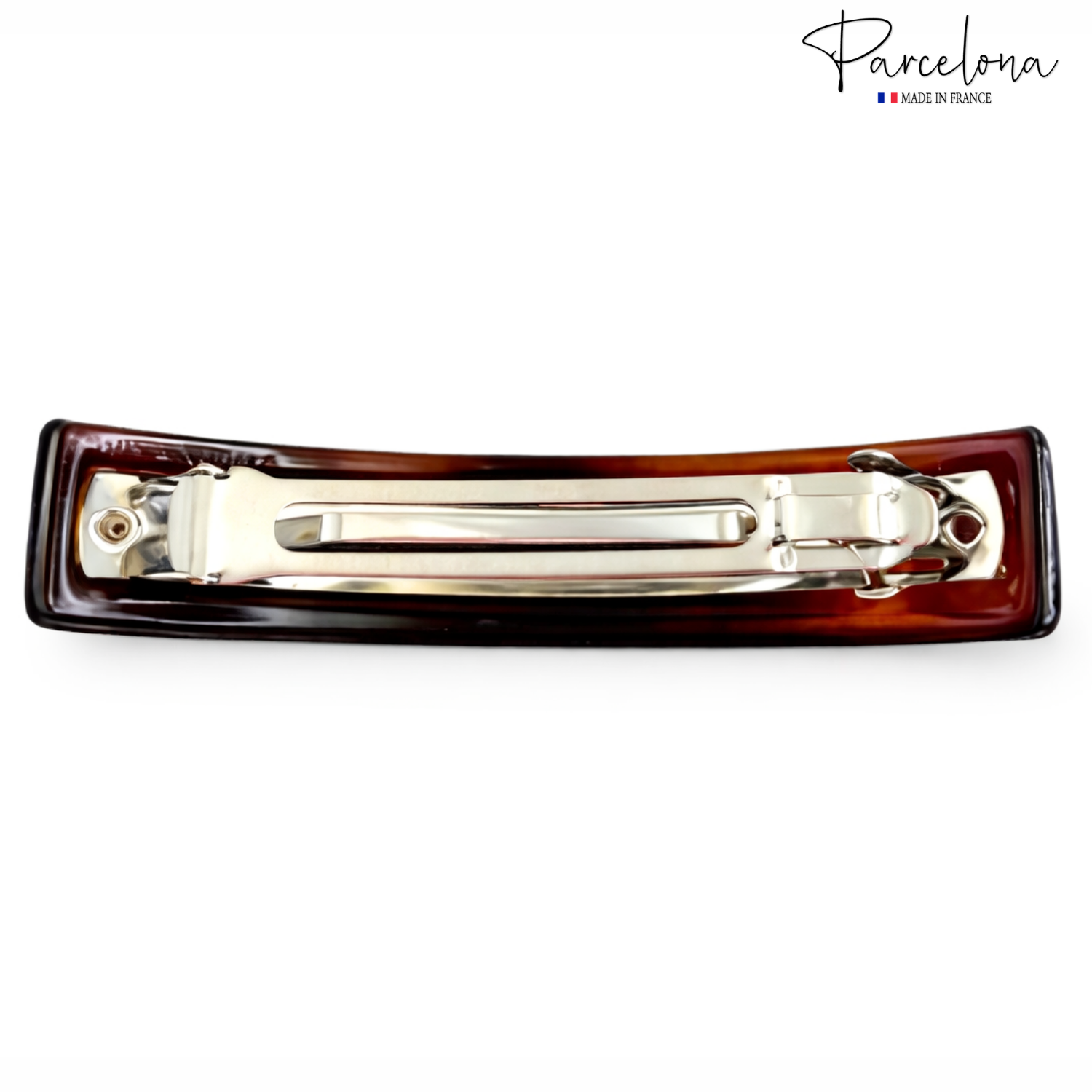 Parcelona French 3.5" Tortoise Shell Curved Rectangular Hair Clip Barrette Women