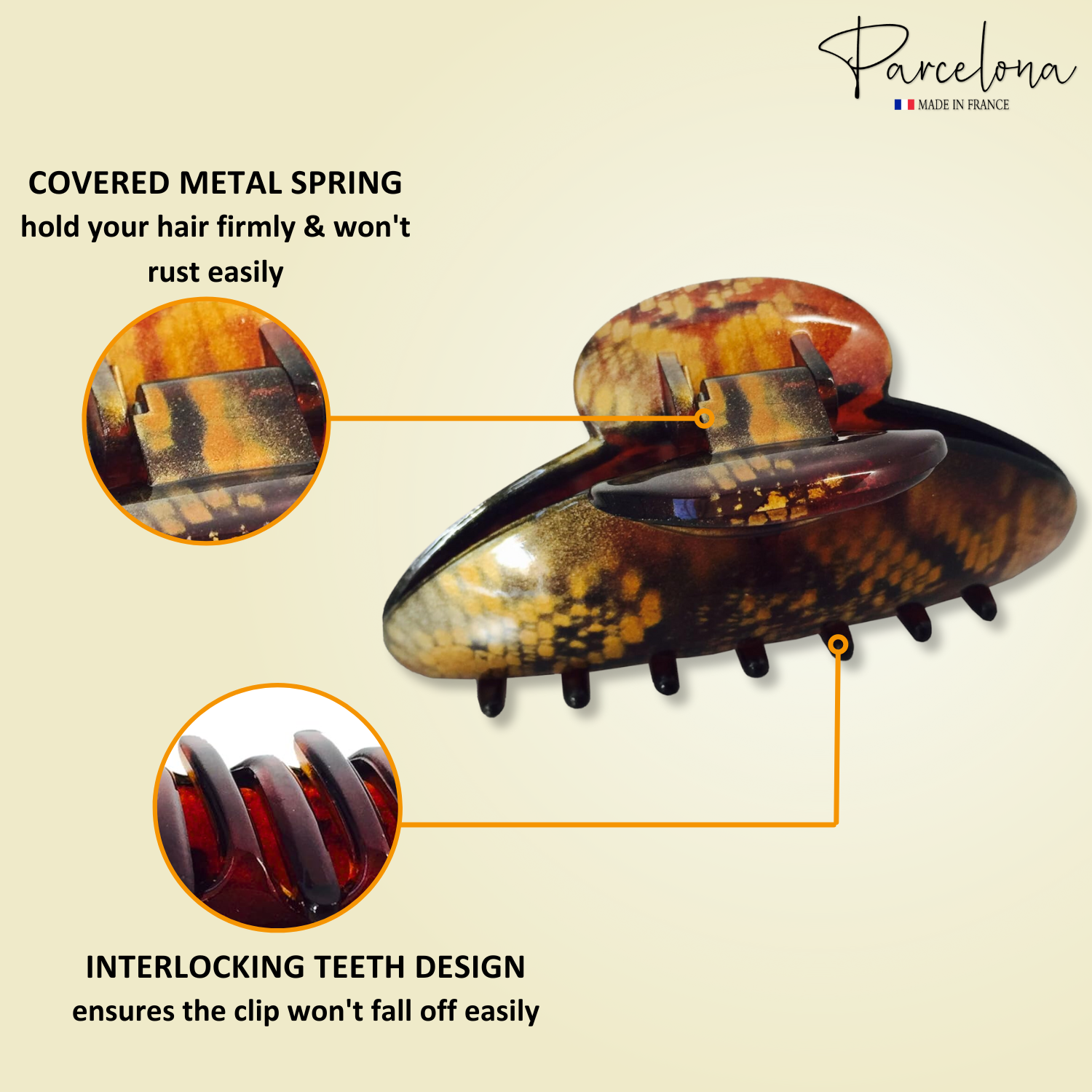 Parcelona French Golden Choco Dark Brown Large Cellulose Hair Claw for Women