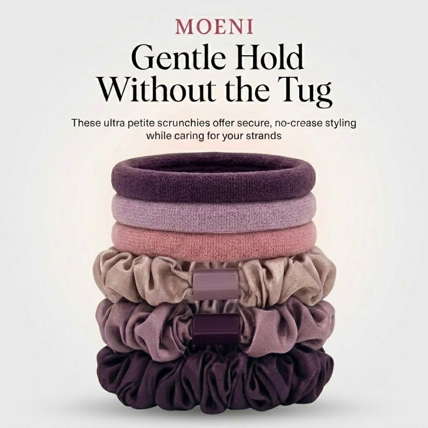 Moeni Oella Satin Scrunchies and Elastic Hair Ties Set 6 Pc Medium 3 Inch