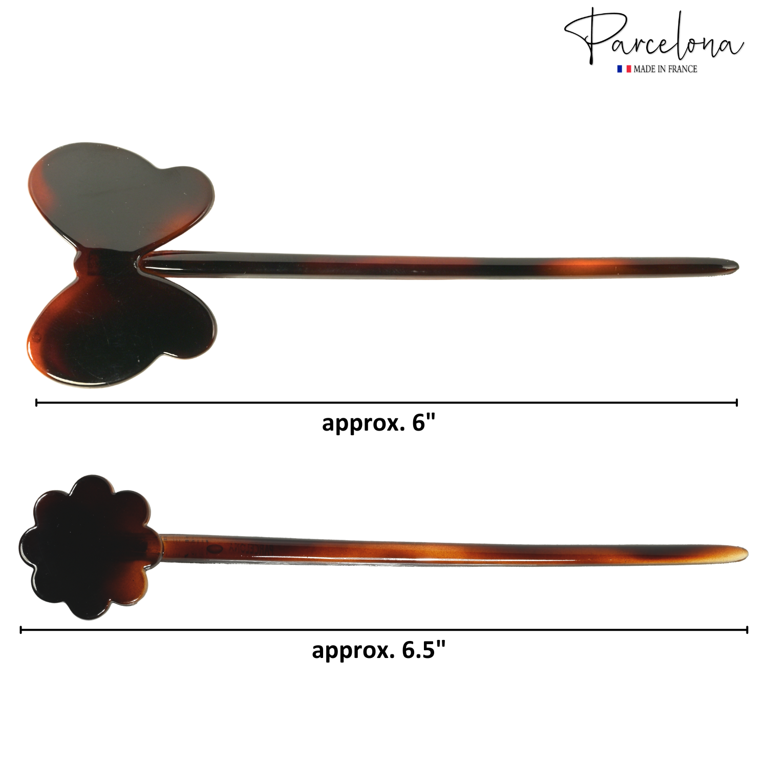 Parcelona French Butterfly and Flower Hair Sticks Chignon Pins for Buns (Set of 2)