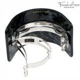 French Amie Half Circle 2 1/4" Medium Pearl Black Curved Handmade Hair Clip