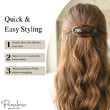 Parcelona French Large Oval Barrette 4" Tortoise Shell Non Slip Hair Clip Grip
