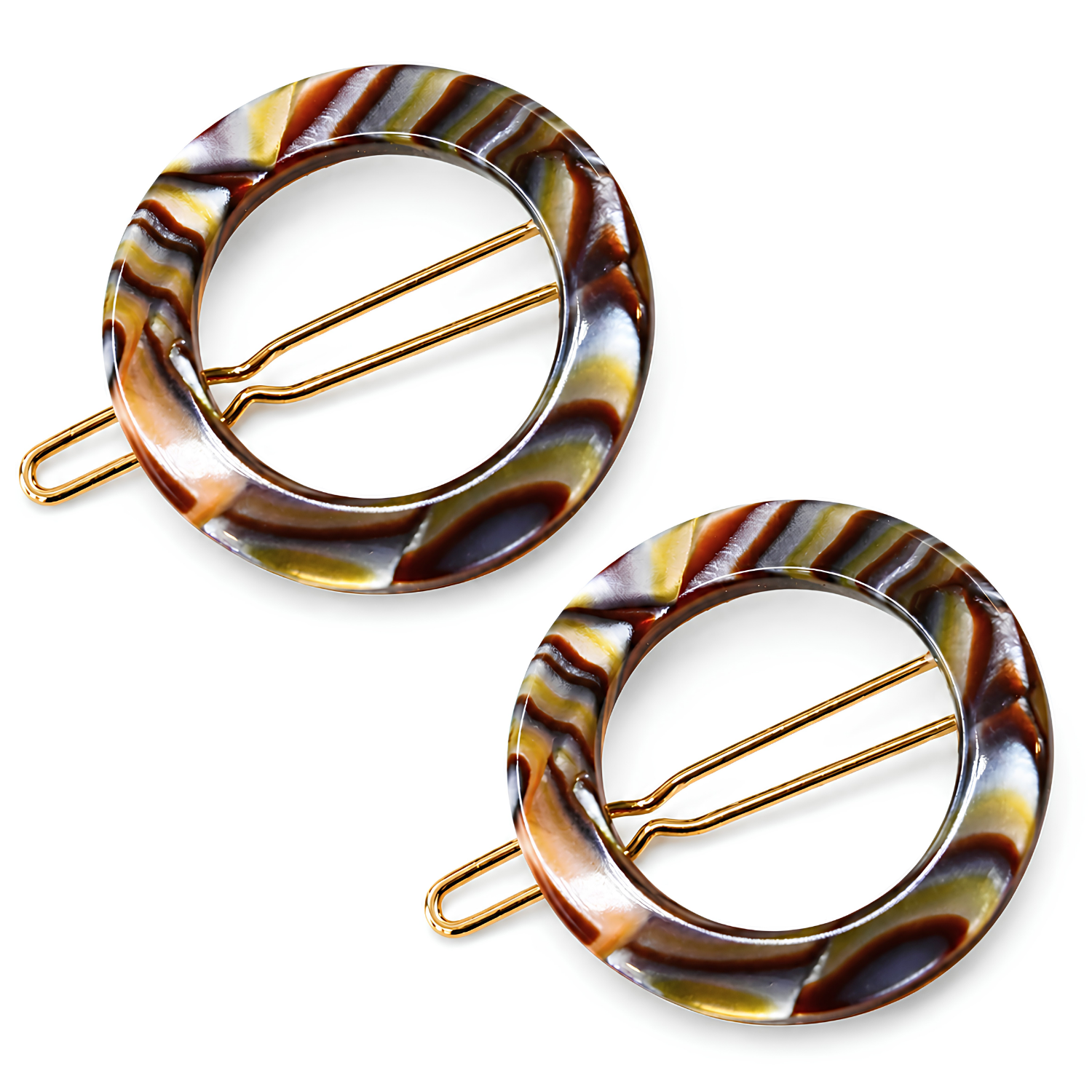 French Amie Mini Circle 1 ¼” Hair Clip - Snap Tige Boule Women Barrette Set Of 2