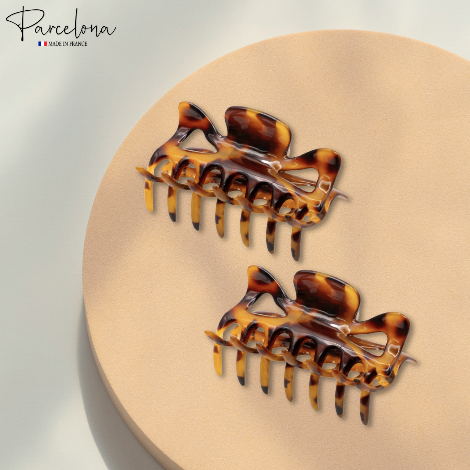 Parcelona French Classic 3" Medium Cellulose Hair Claws for Women & Girls (2Pcs)