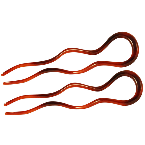 Parcelona French Tortoise Shell 4 Inch Large 2 Pins Wavy Crink U Shaped Hair Pin