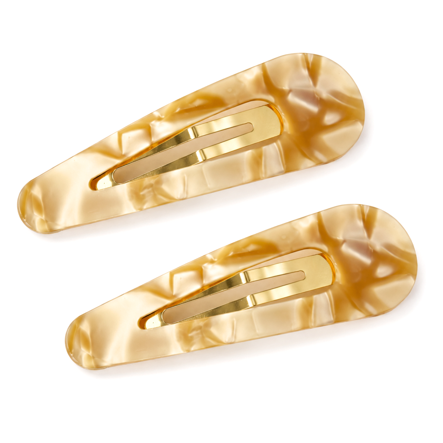 Moeni Teardrop Marble Acetate 2.75 Inch Snap Hair Clips for Women Set of 2
