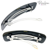 Parcelona French Flat Extra Large Wide Celluloid Acetate Hair Barrette for Women