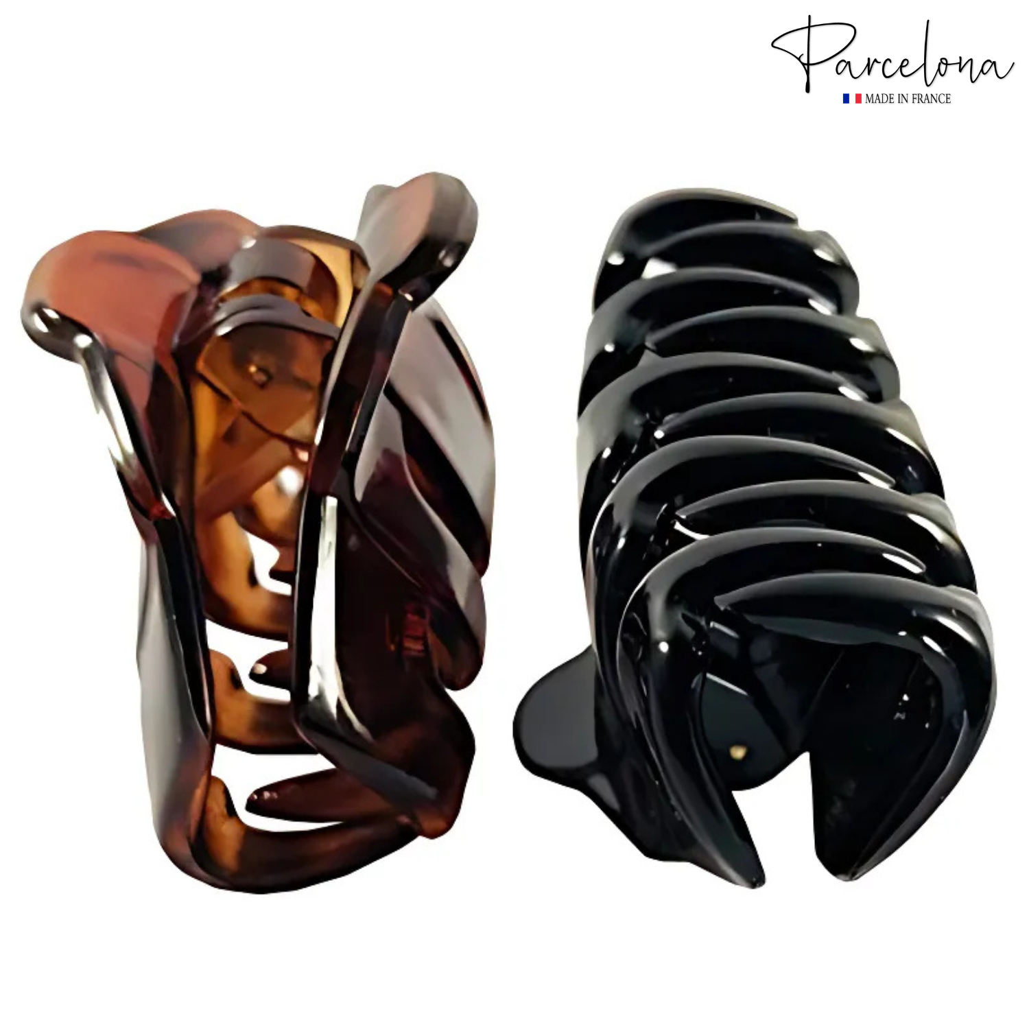 Parcelona French Tubular Small Tortoise Shell Black Jaw Hair Claw Clips