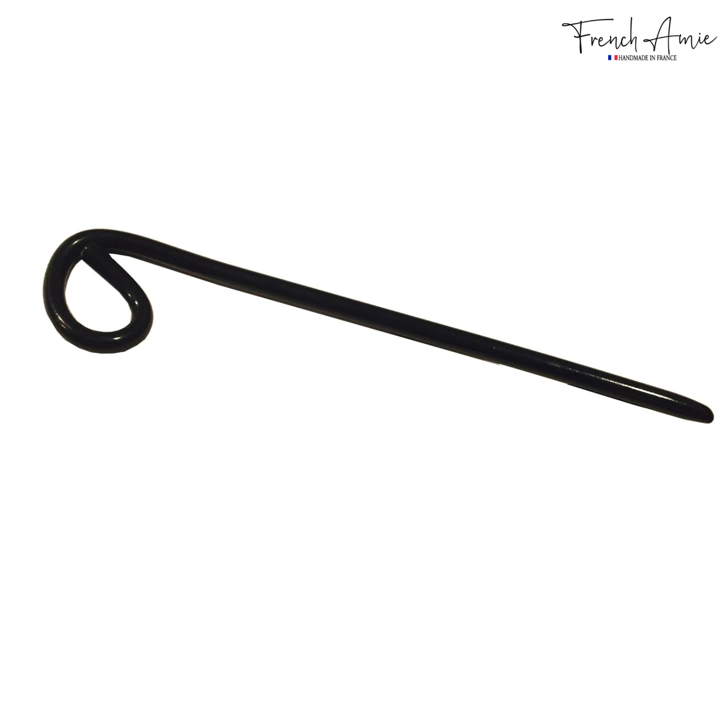 French Amie Cle Handmade Black Cellulose Chignon Bun Hair Pin Stick 6 Inches