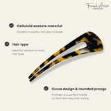 French Amie Grace Long Tokyo Large Cellulose Acetate Chignon U Hair Pin Stick