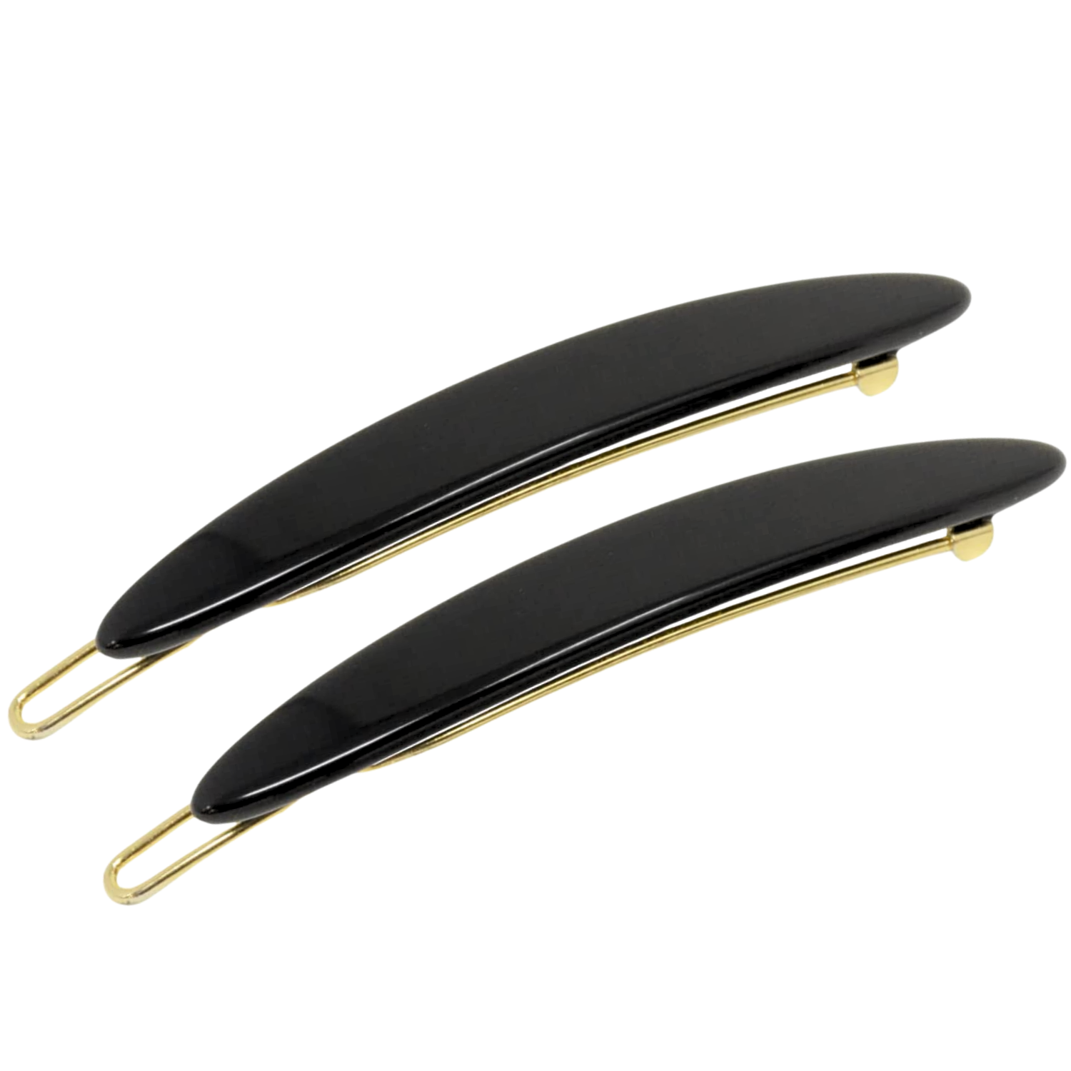 French Amie Narrow Oblong Small Hair Clip - Tige Boule Women Barrette Set Of 2