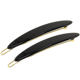French Amie Narrow Oblong Small Hair Clip - Tige Boule Women Barrette Set Of 2