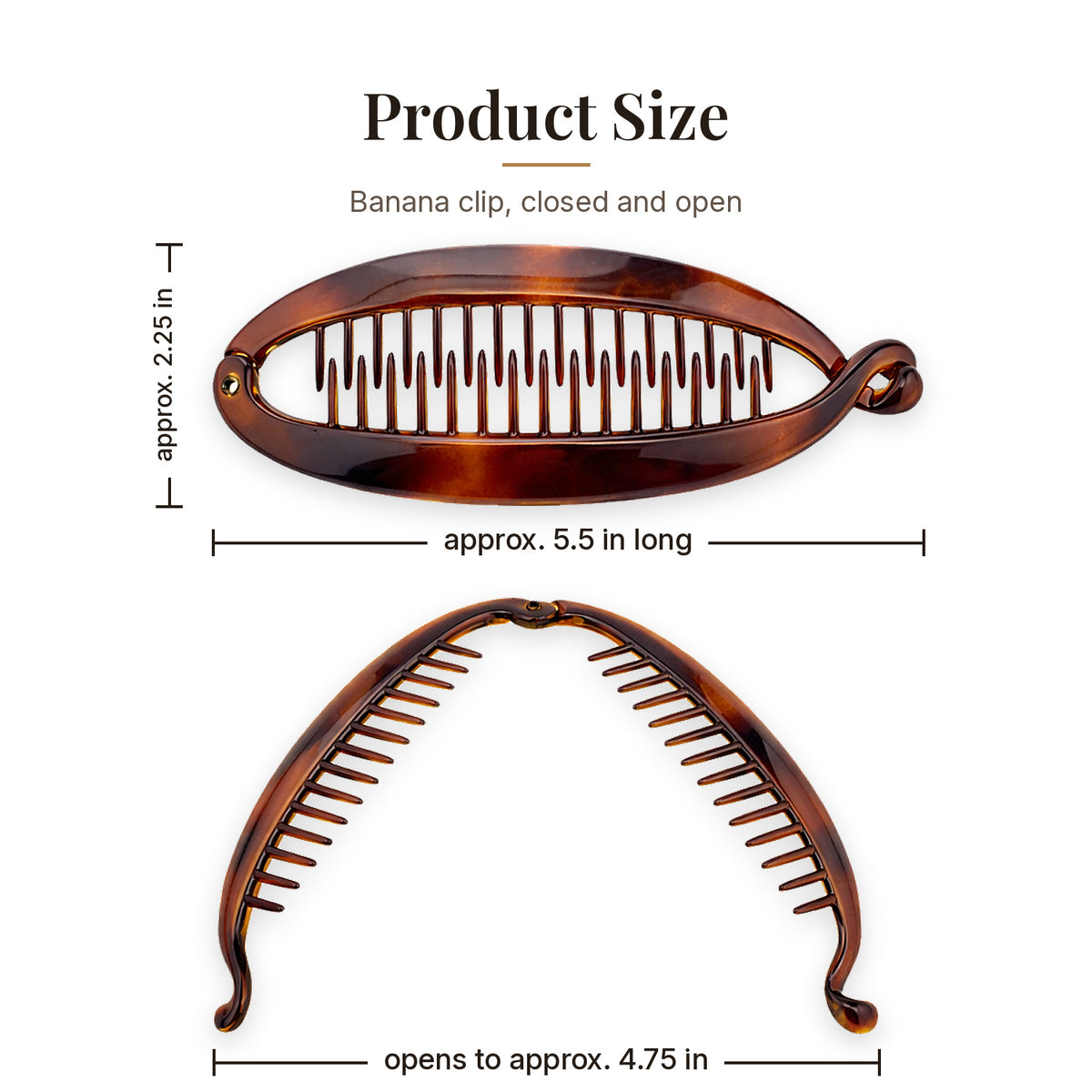 Parcelona French Extra Large 5.5" Cellulose Ponytail Holder Banana Hair Clip