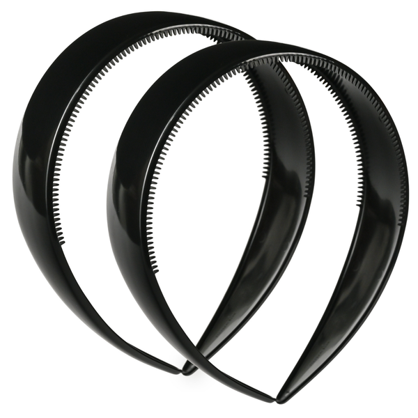 Two black hairbands on a white background