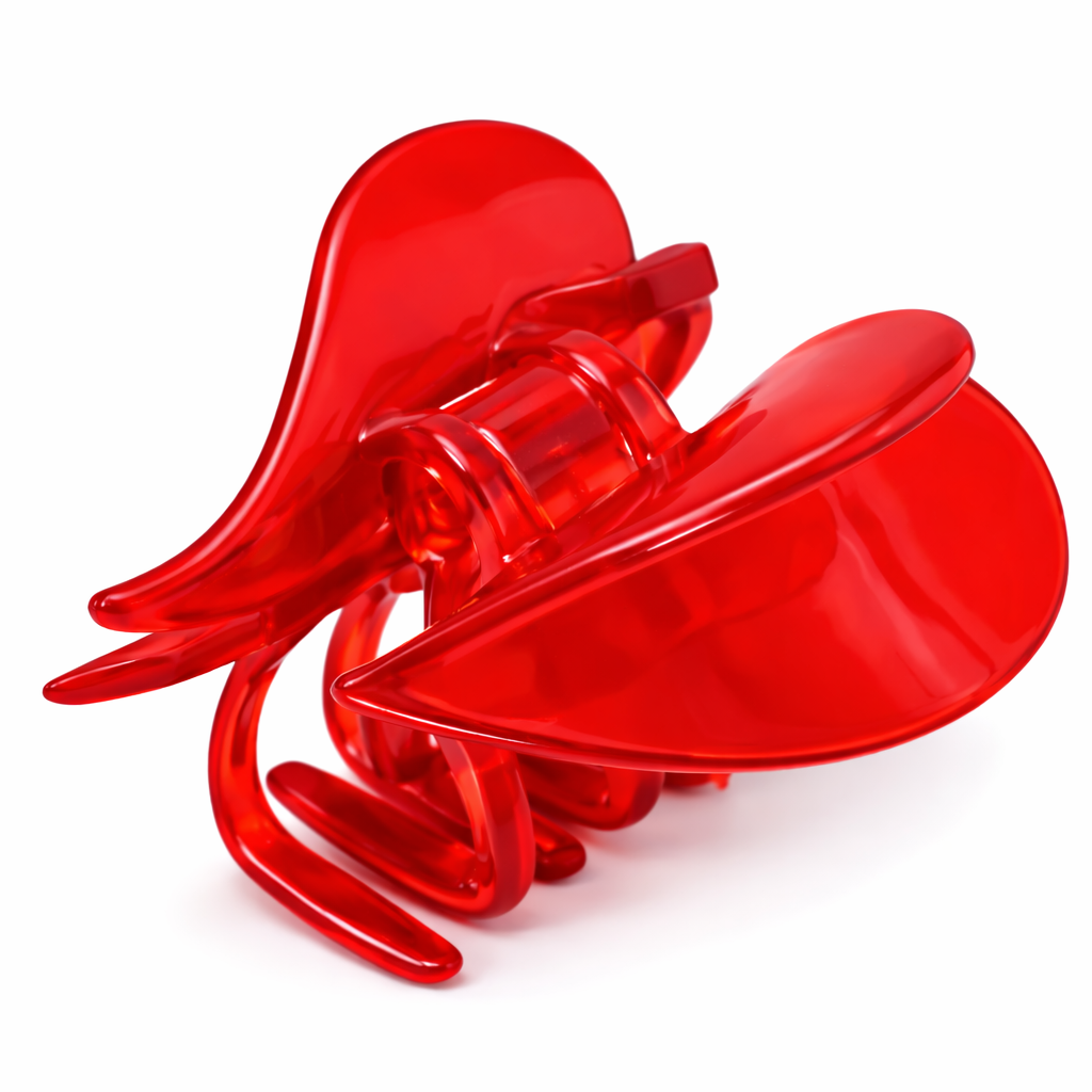 Parcelona French Heart Hair Claw Shell Small Celluloid Clip for Women