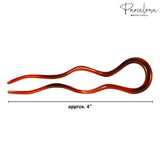 Brown hair clip with measurement label on a white background, featuring the 'Parcelona' brand.