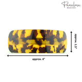 Tortoiseshell patterned case with dimensions on a white background, featuring the 'Parcelona' brand.