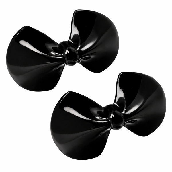 Parcelona French Bow Small Hair Barrette Black Hair Clips for Women - 2 Pieces