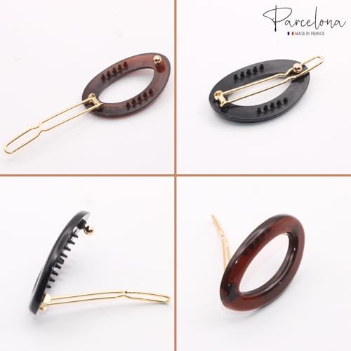Set of hair accessories including clips with 'Parcelona' branding on a white background.