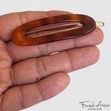 French Amie Oval Loop Small Hair Clip - Snap Tige Boule Women Barrette Set Of 2