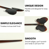 Hair styling tools with tortoiseshell finish on a white background